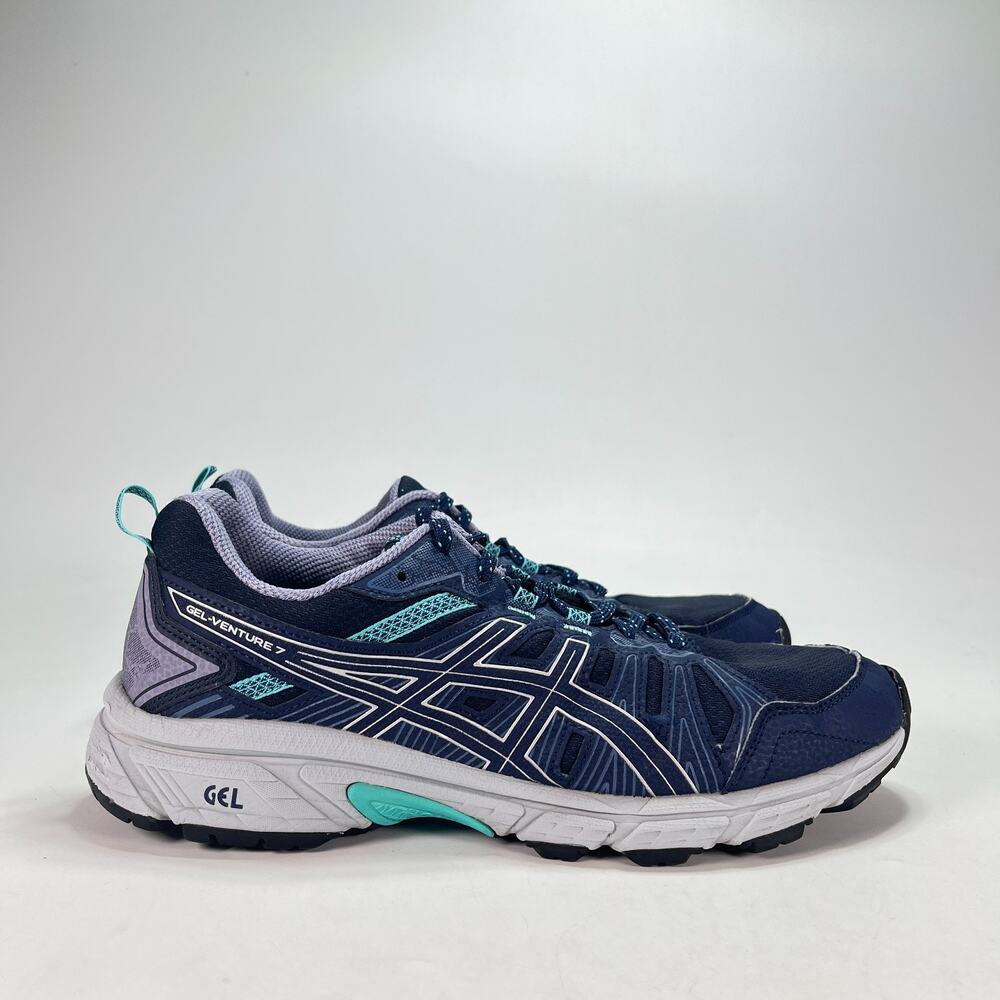 ASICS GEL-Venture 7 Navy Blue Silver Running Shoes Women's Size 10.5
